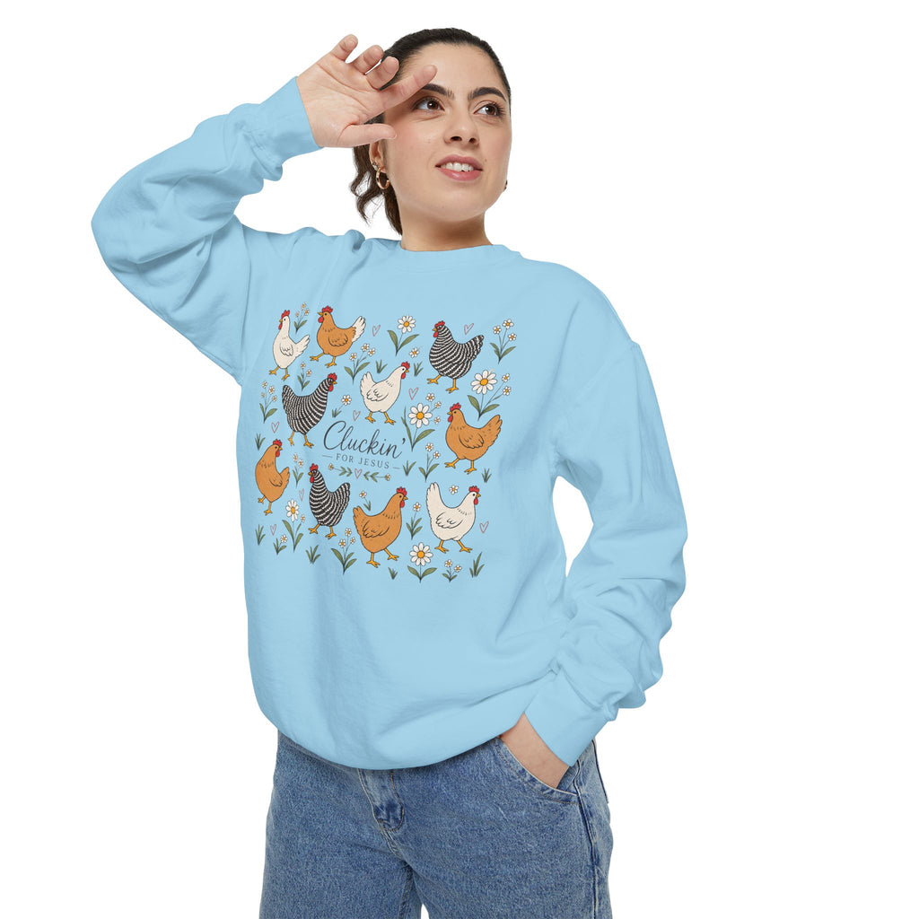Cluckin Unisex Garment-Dyed Sweatshirt