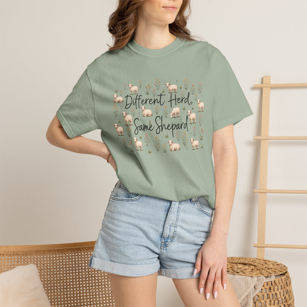 Different Herd, Same shepherd Unisex Garment-Dyed T-shirt