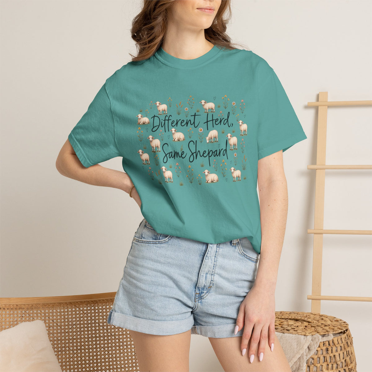 Different Herd, Same shepherd Unisex Garment-Dyed T-shirt
