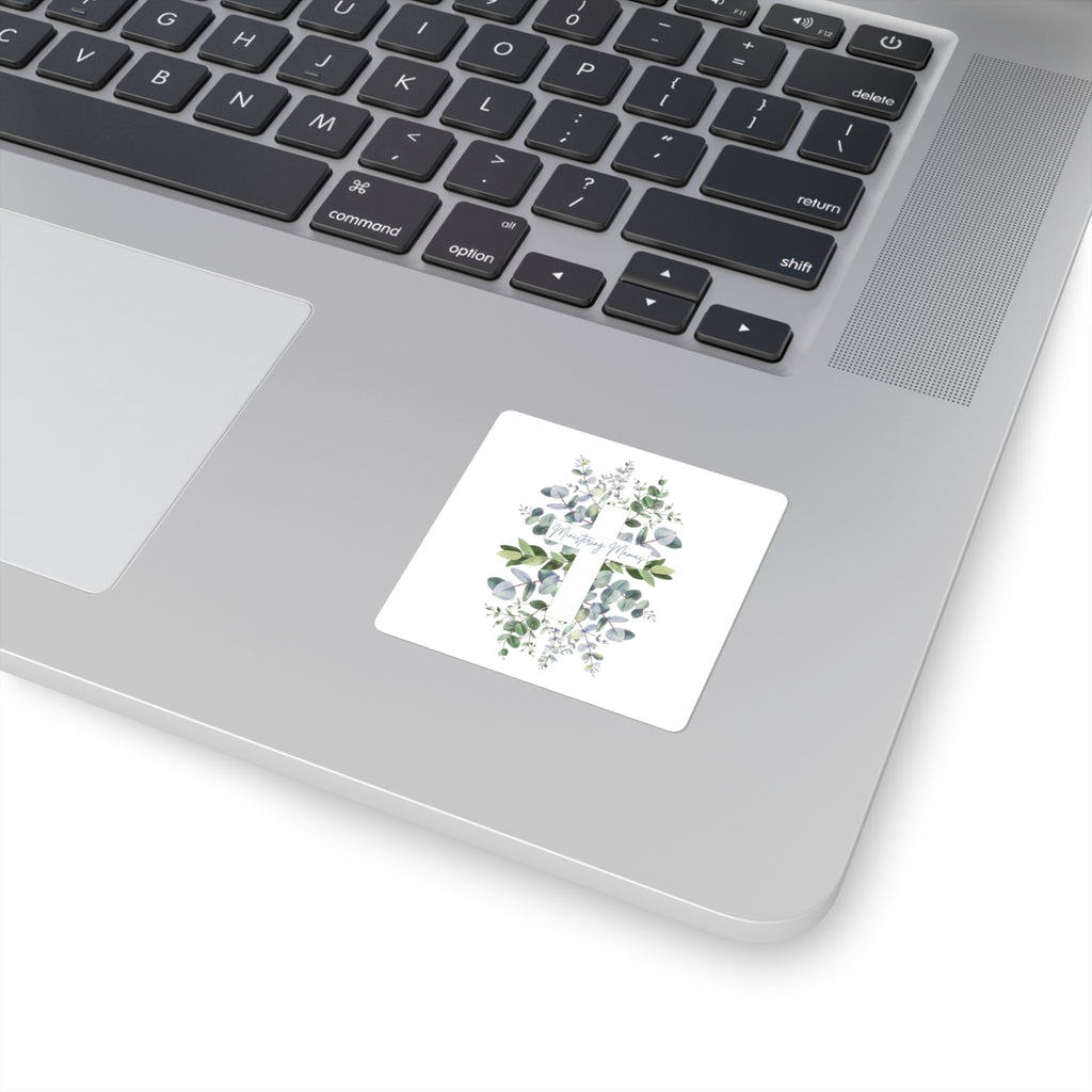 Ministering Mama Cross Floral Square Stickers