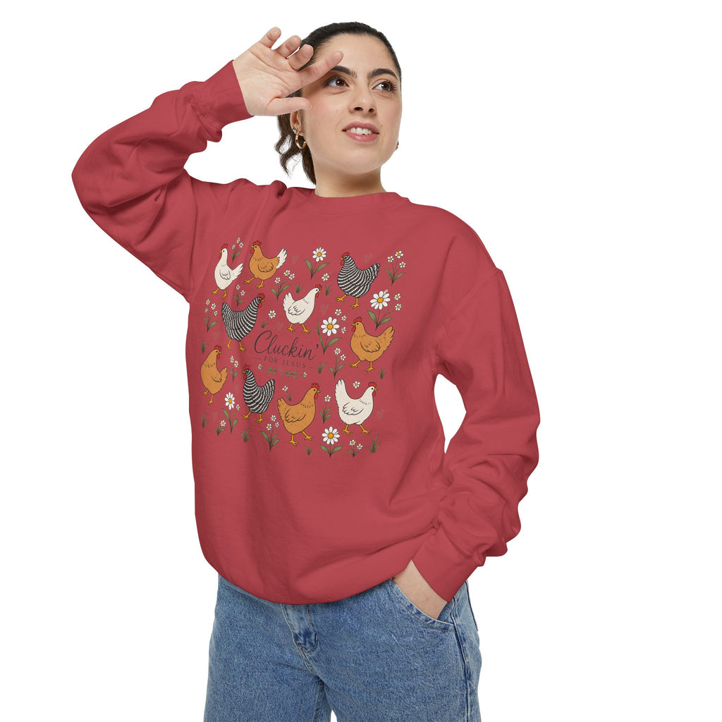 Cluckin Unisex Garment-Dyed Sweatshirt