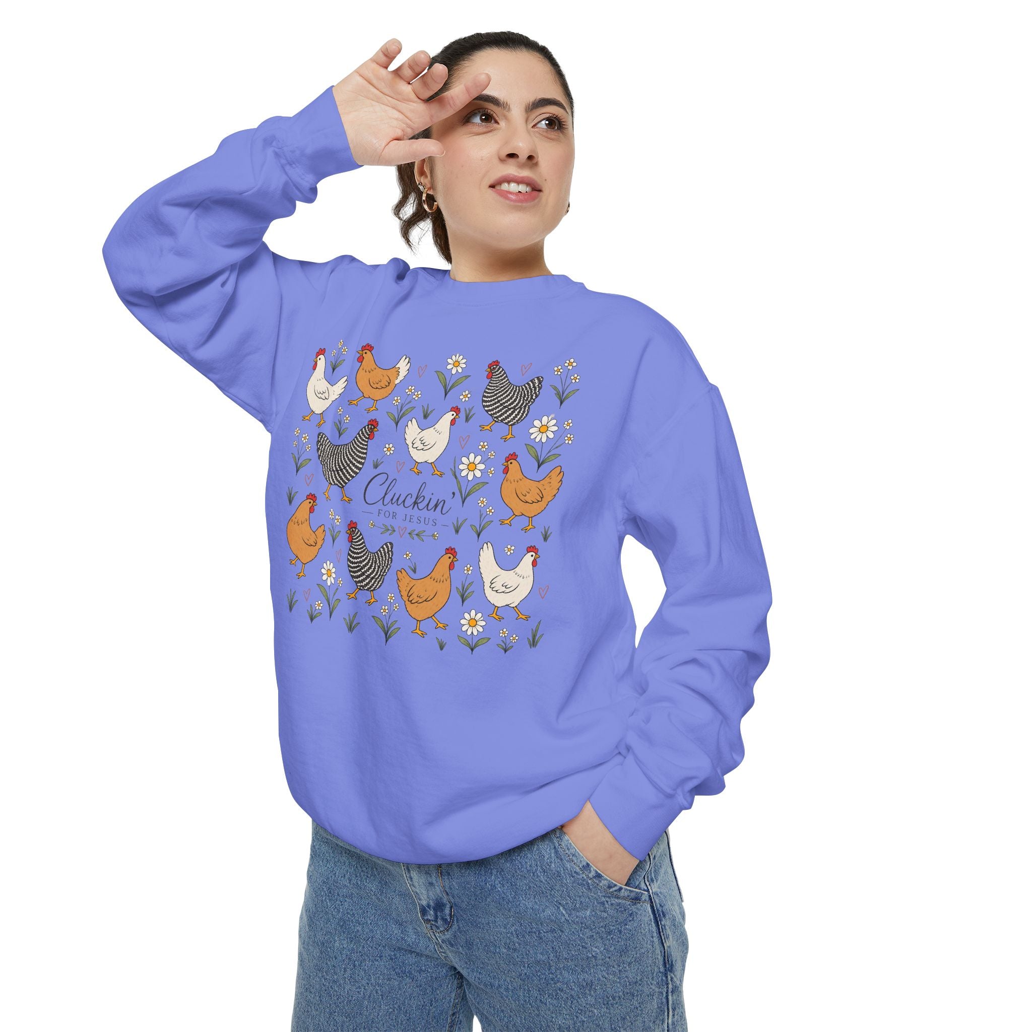 Cluckin Unisex Garment-Dyed Sweatshirt