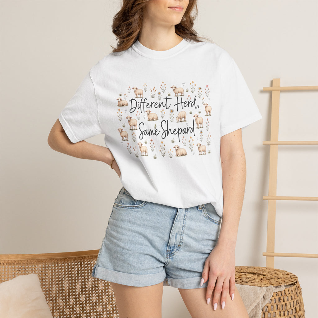 Different Herd, Same shepherd Unisex Garment-Dyed T-shirt