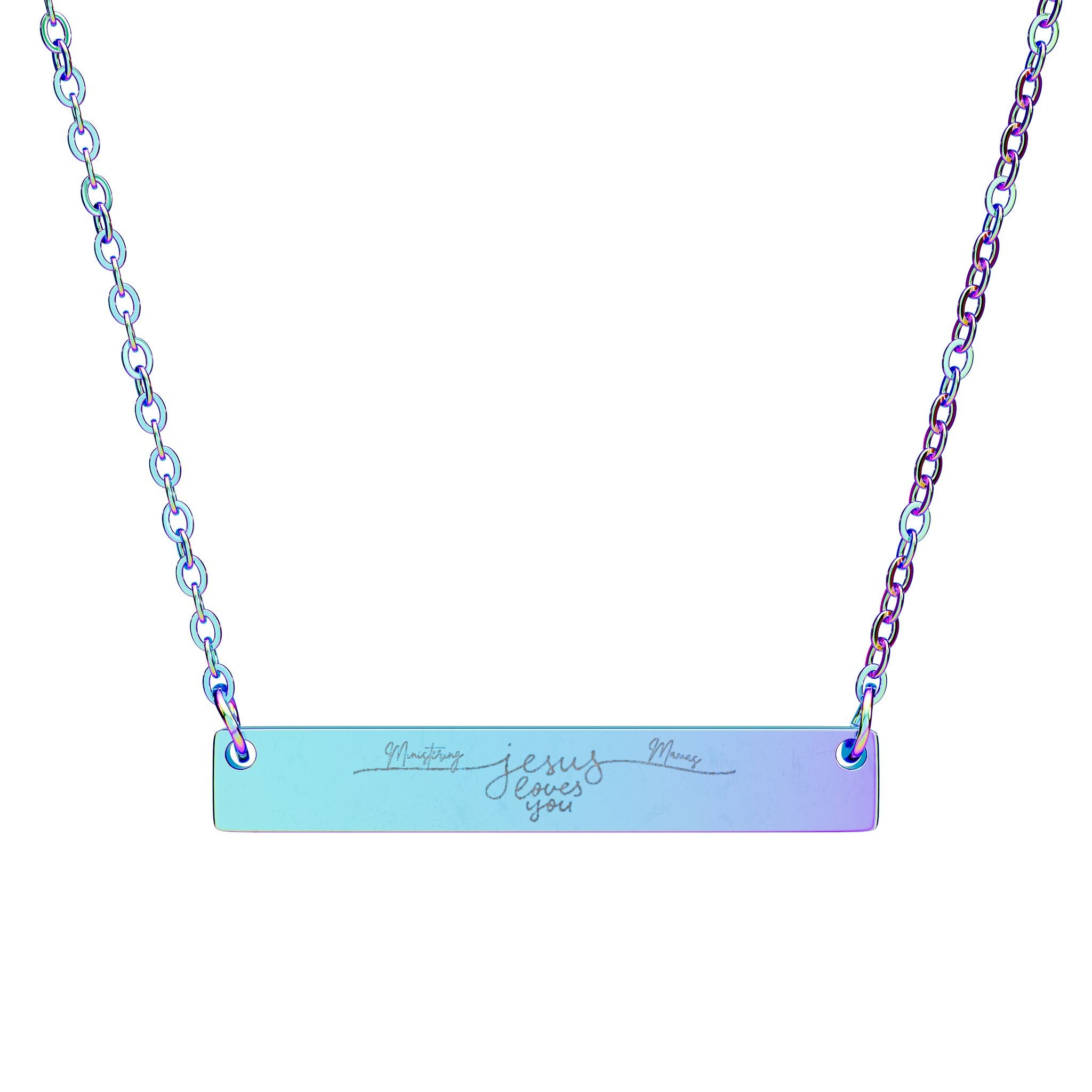 Jesus loves you Horizontal Bar Necklace (Engraving)