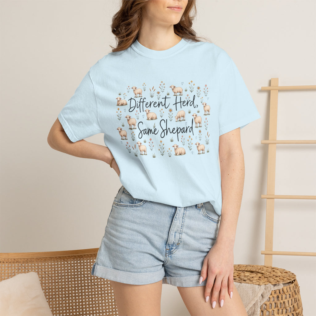 Different Herd, Same shepherd Unisex Garment-Dyed T-shirt