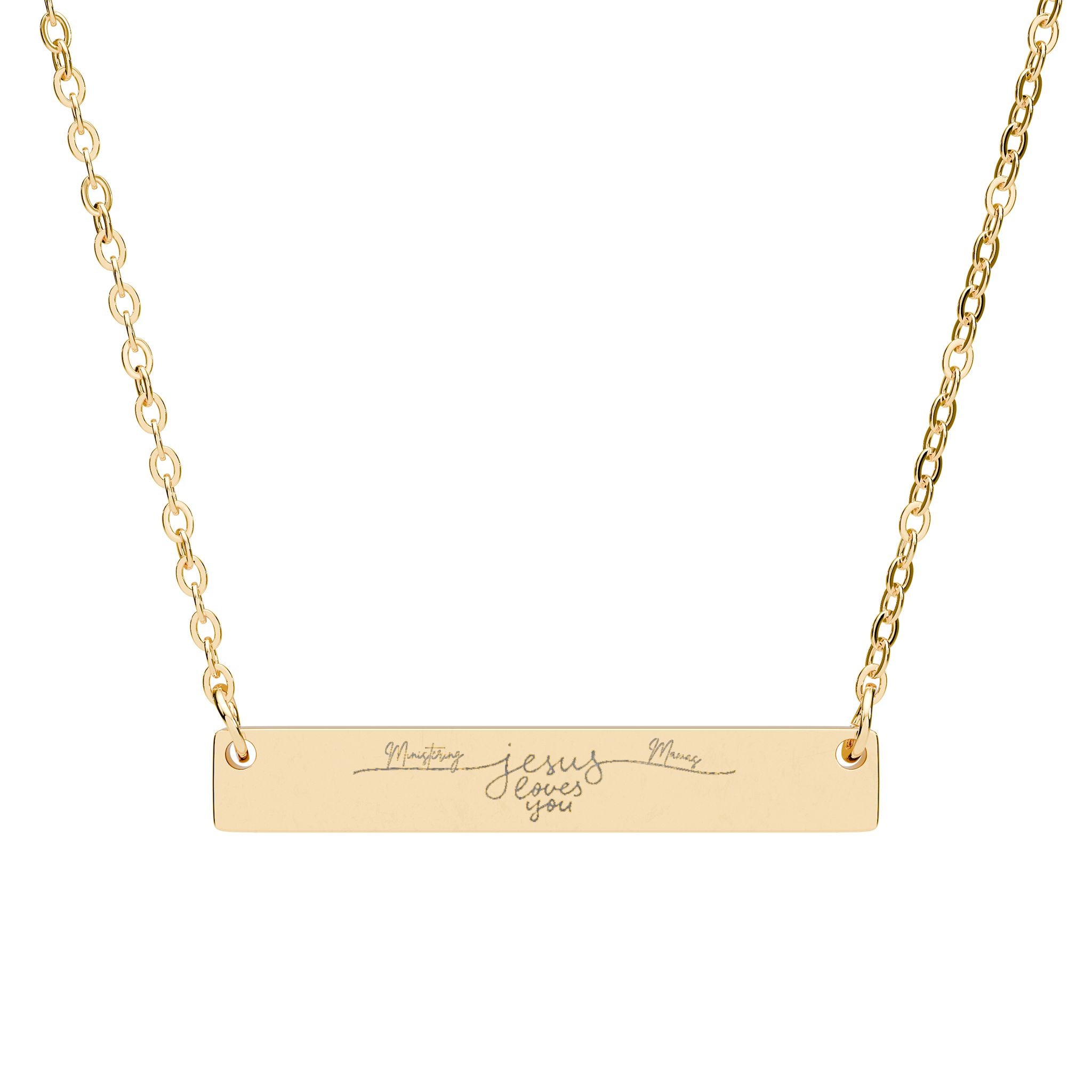 Jesus loves you Horizontal Bar Necklace (Engraving)