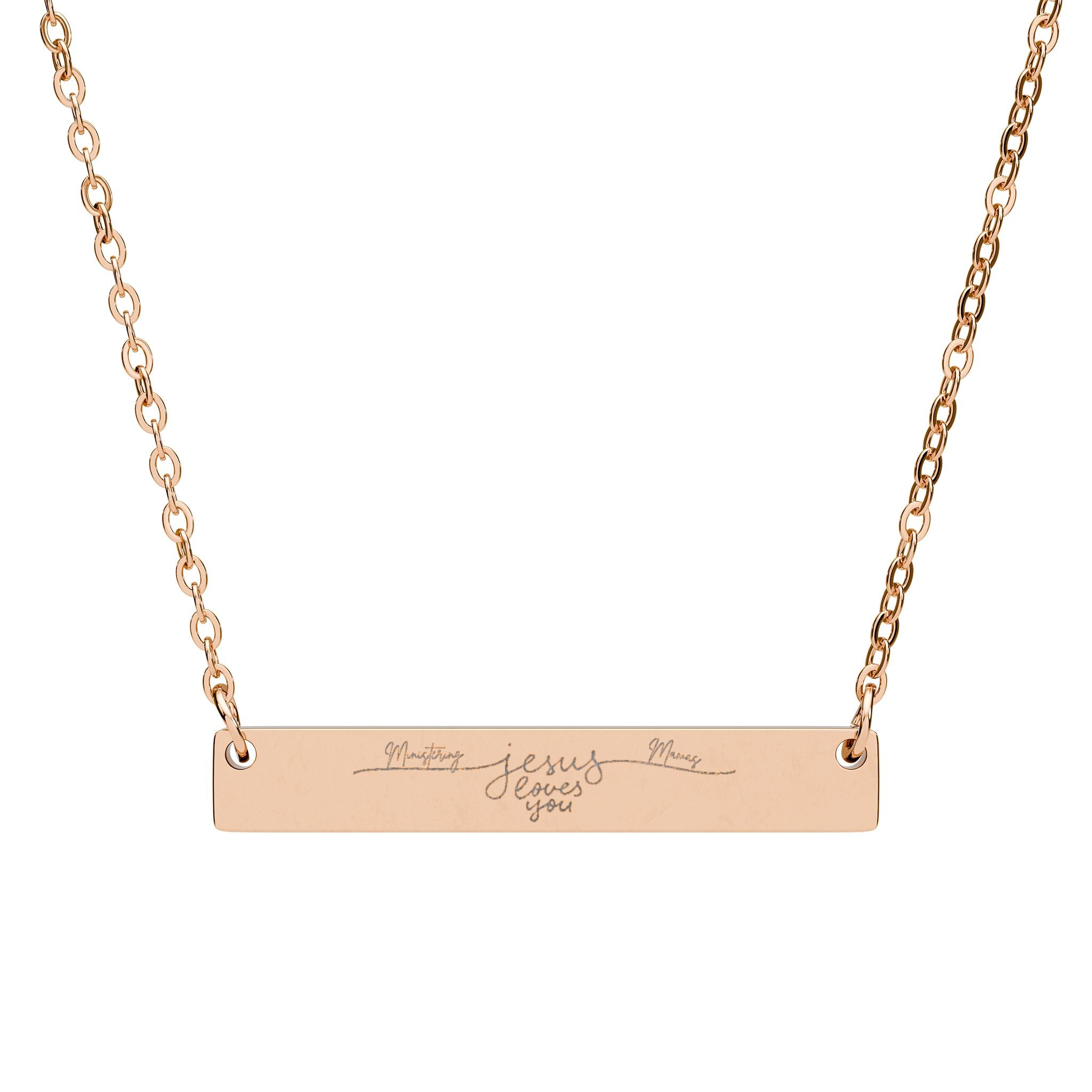 Jesus loves you Horizontal Bar Necklace (Engraving)