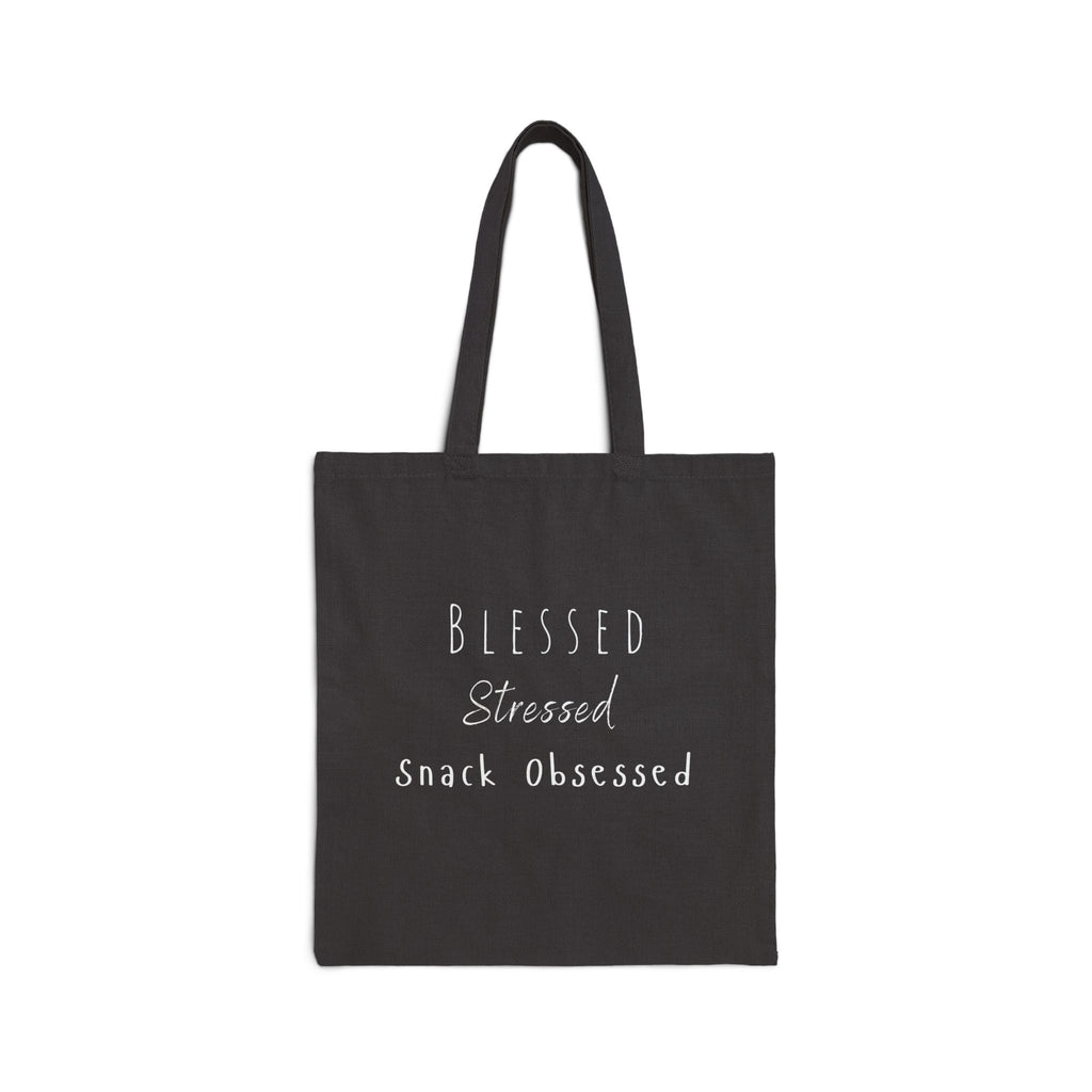 Blessed Stressed Snack Obsessed Cotton Canvas Tote Bag