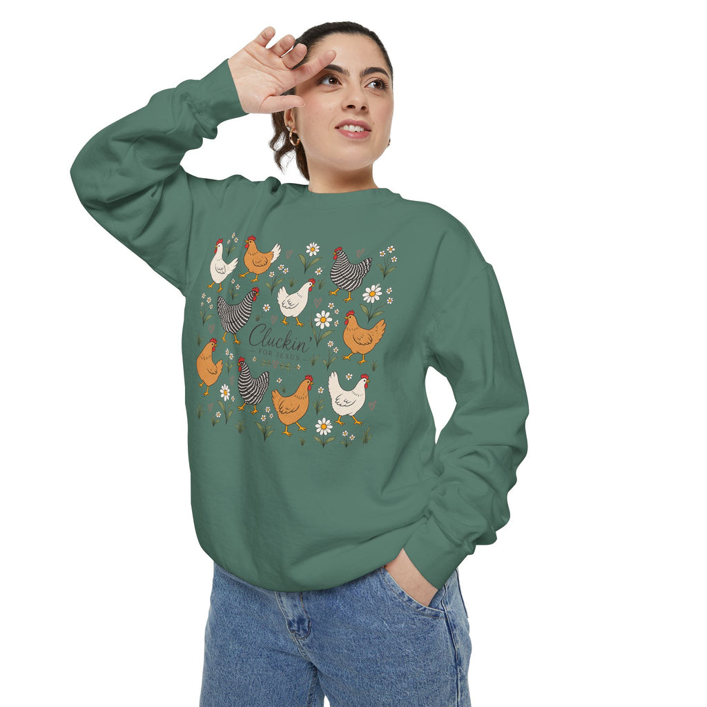 Cluckin Unisex Garment-Dyed Sweatshirt