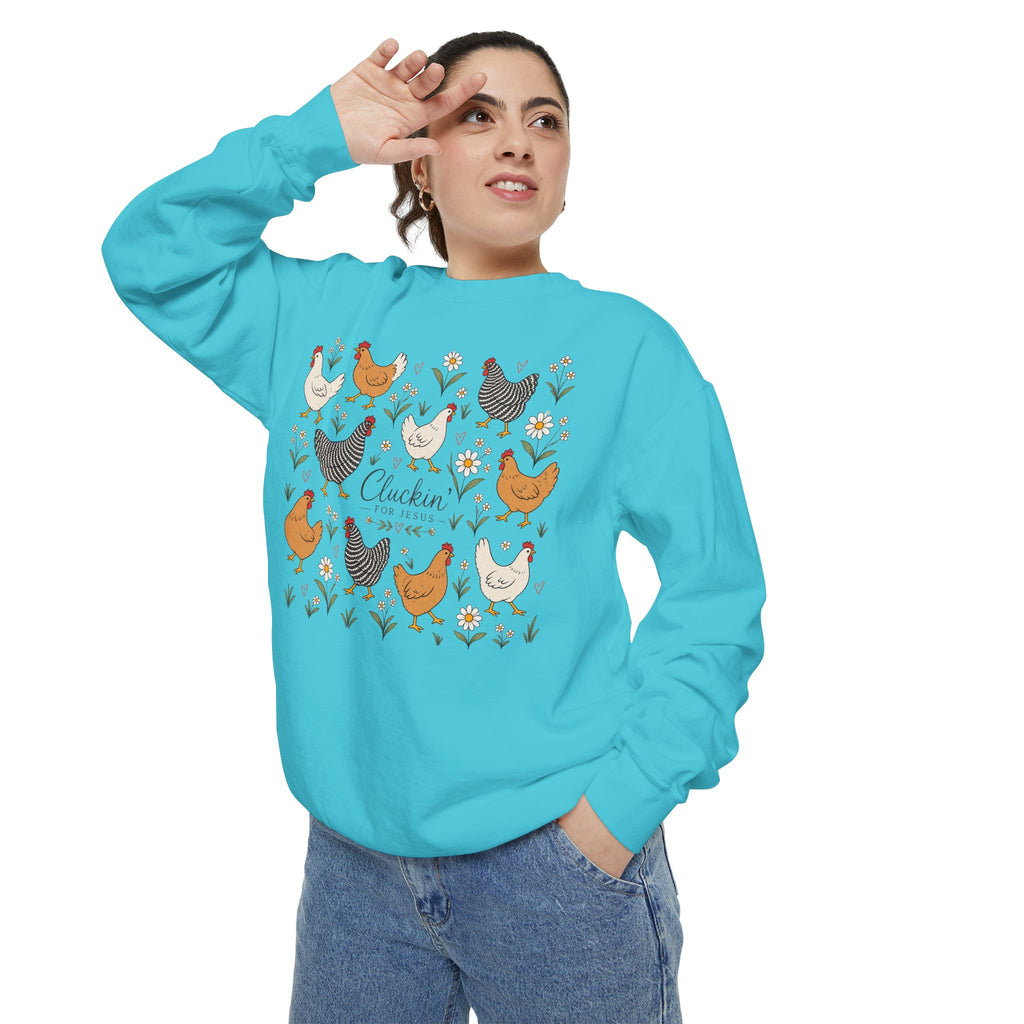 Cluckin Unisex Garment-Dyed Sweatshirt