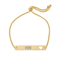 Mama Adjustable Flat Cutout Heart Bar Bracelet (Engraving)