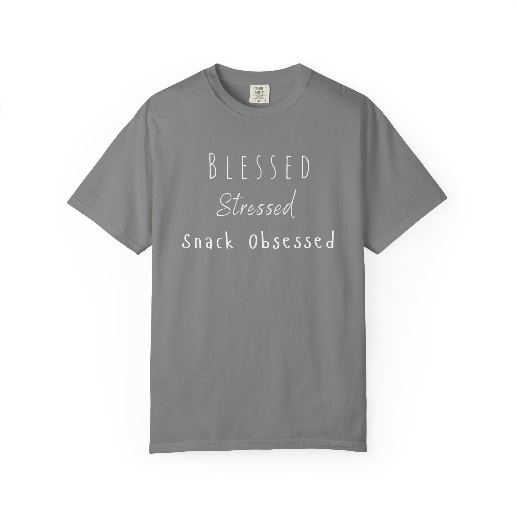 Blessed Stressed Snack Obsessed Unisex Garment-Dyed T-shirt