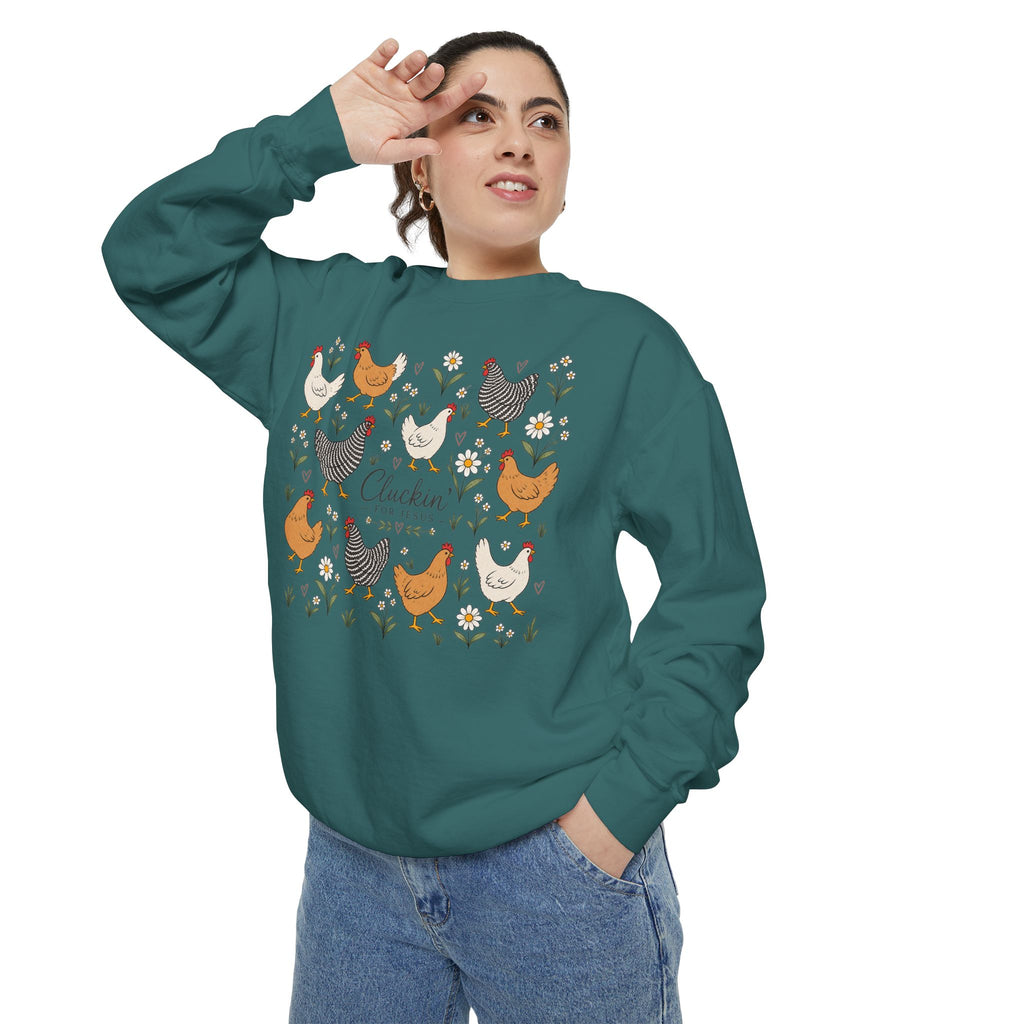Cluckin Unisex Garment-Dyed Sweatshirt