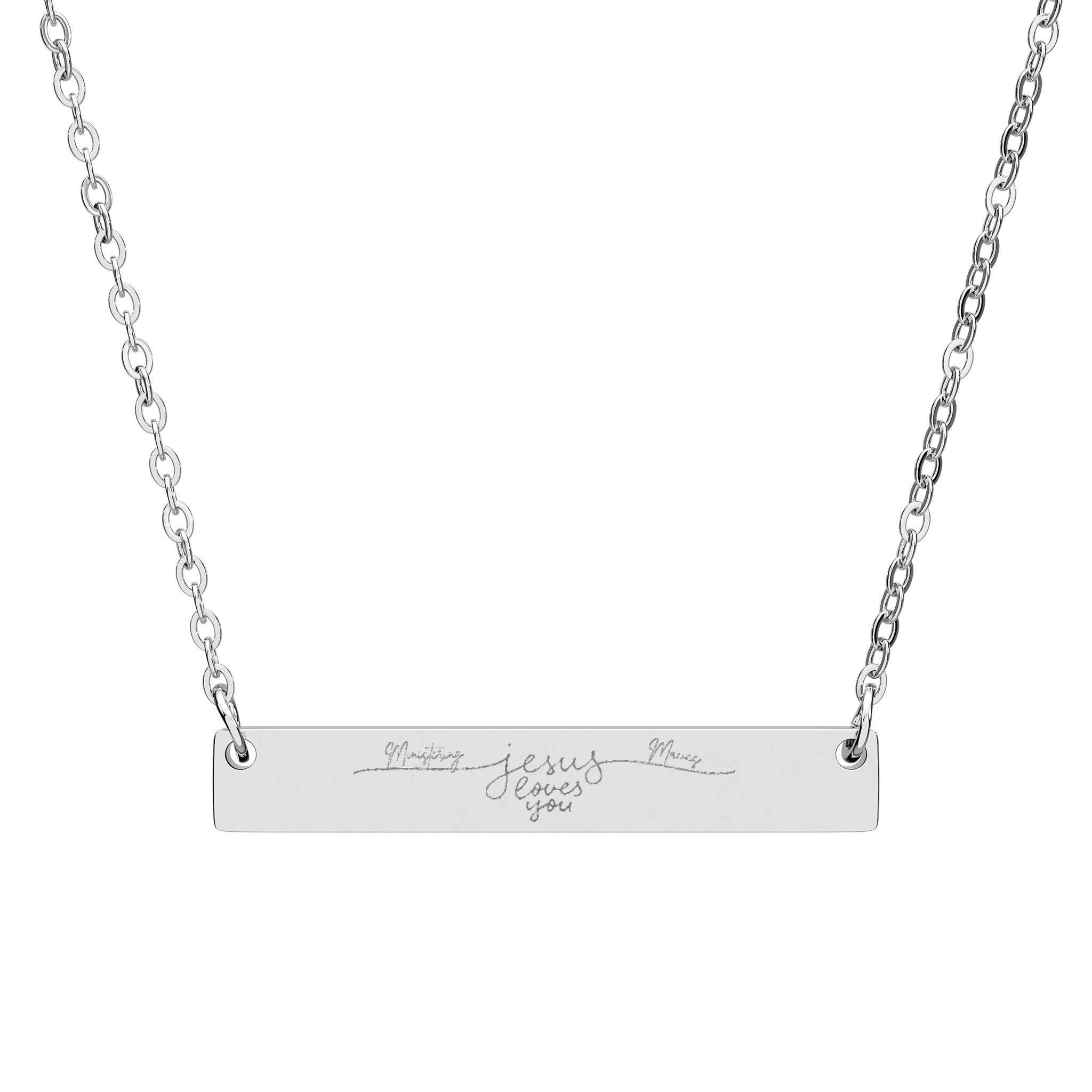 Jesus loves you Horizontal Bar Necklace (Engraving)