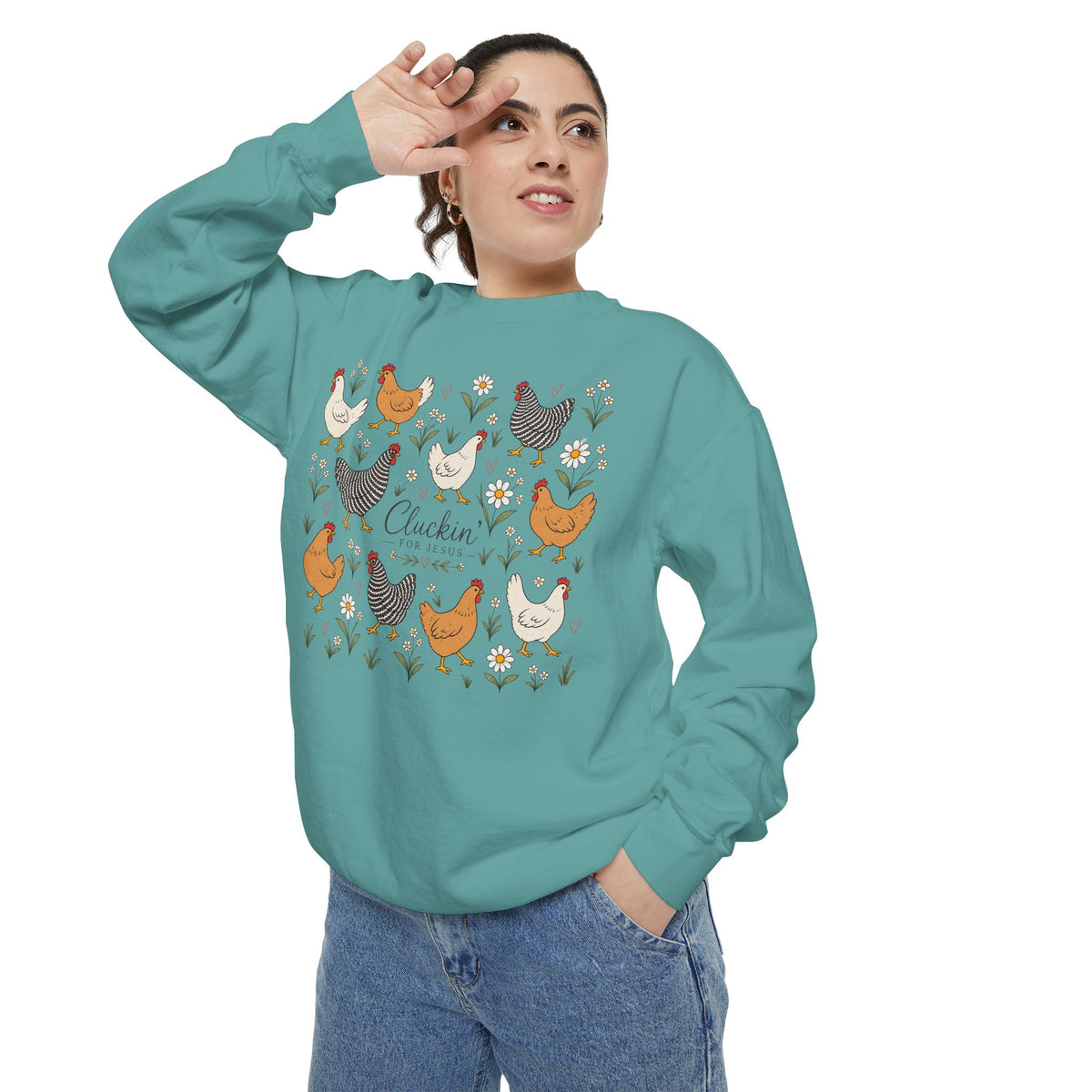 Cluckin Unisex Garment-Dyed Sweatshirt