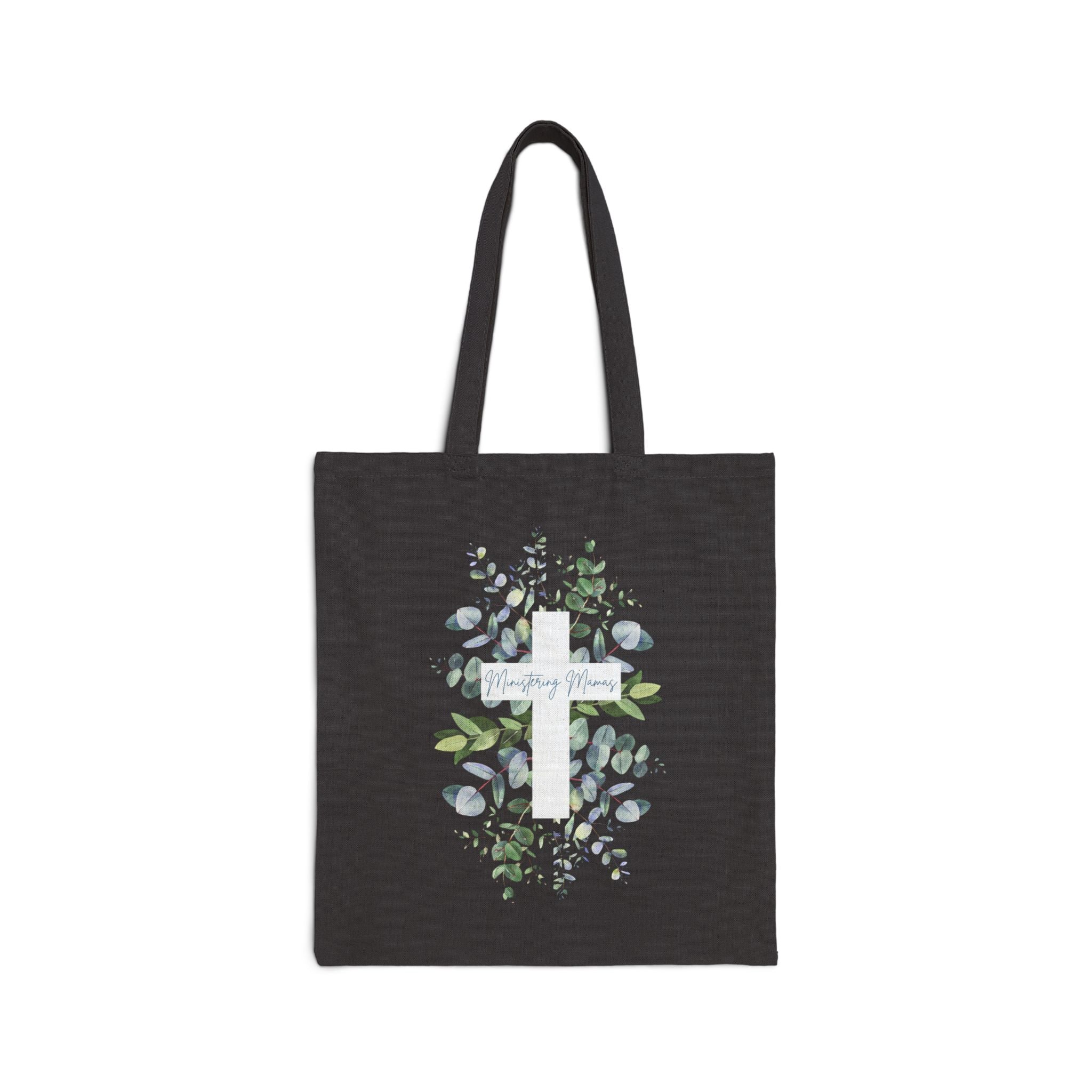 Ministering Mama Cross Cotton Canvas Tote Bag