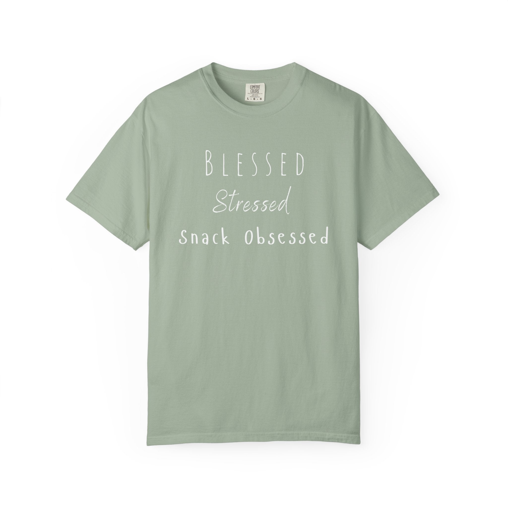 Blessed Stressed Snack Obsessed Unisex Garment-Dyed T-shirt