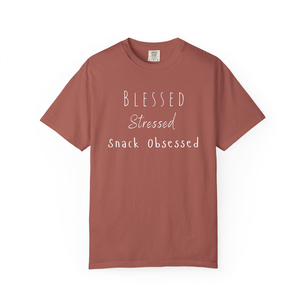 Blessed Stressed Snack Obsessed Unisex Garment-Dyed T-shirt
