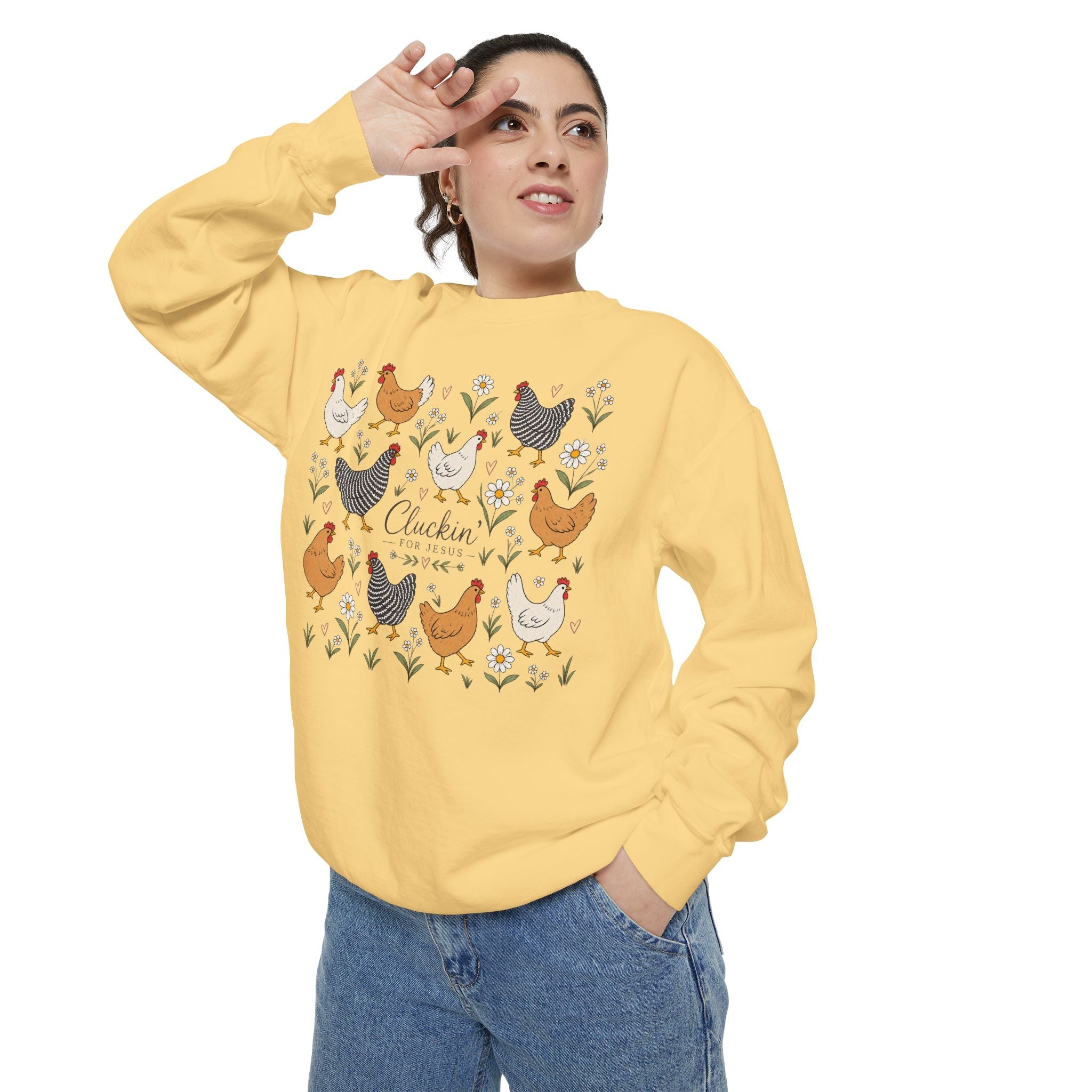 Cluckin Unisex Garment-Dyed Sweatshirt