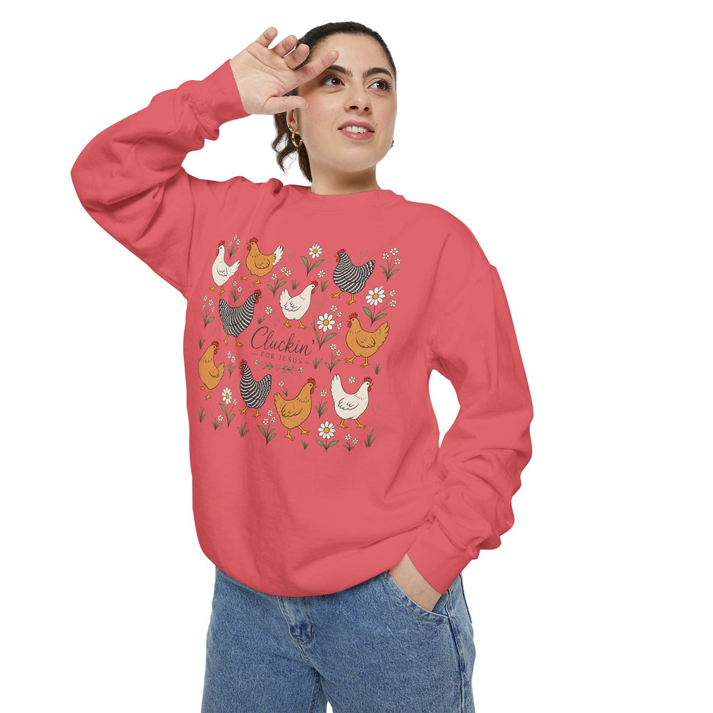 Cluckin Unisex Garment-Dyed Sweatshirt