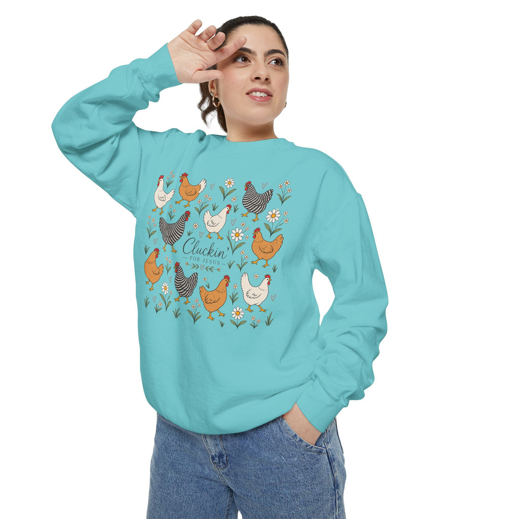 Cluckin Unisex Garment-Dyed Sweatshirt