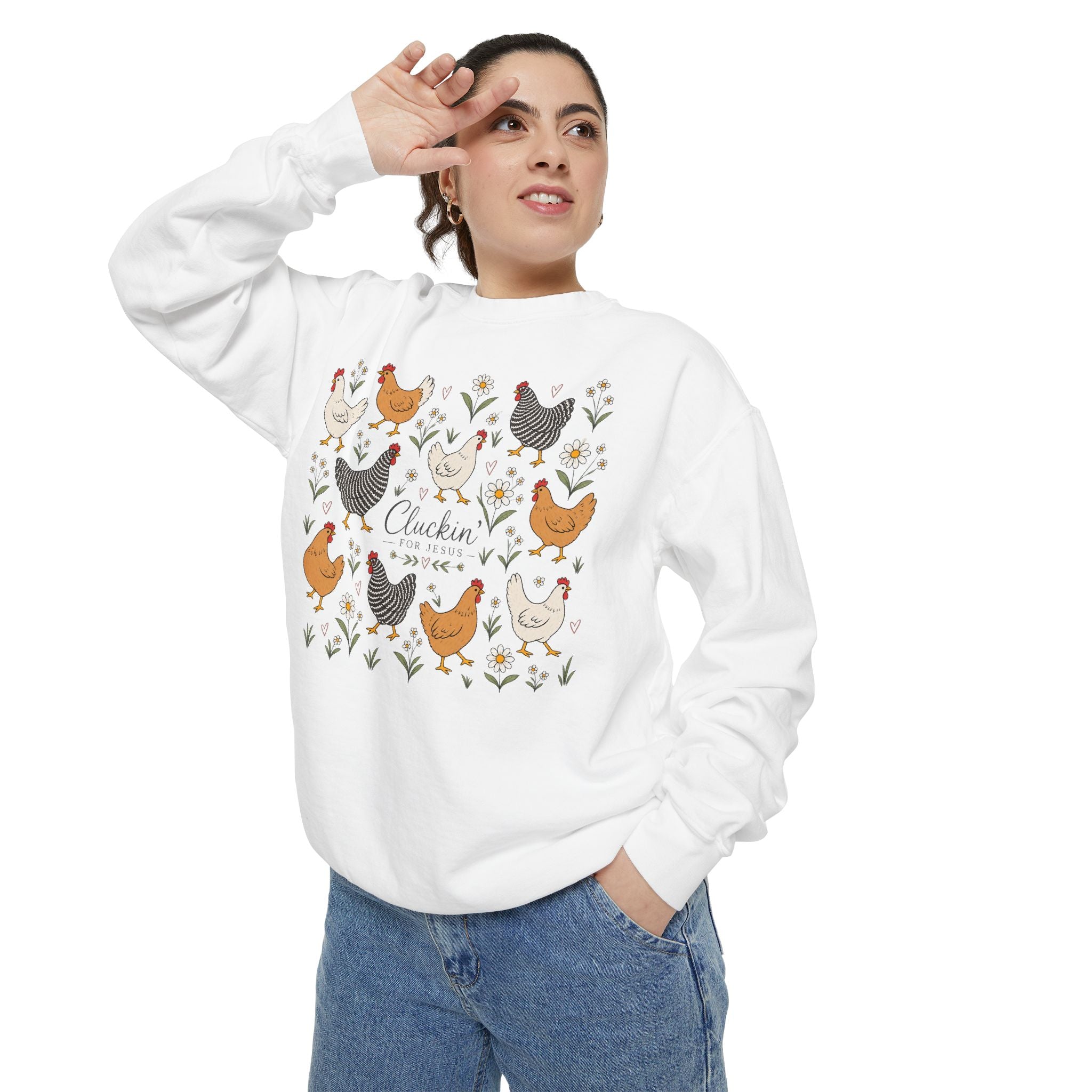 Cluckin Unisex Garment-Dyed Sweatshirt
