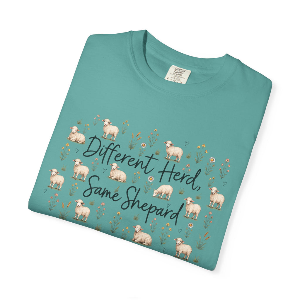 Different Herd, Same shepherd Unisex Garment-Dyed T-shirt
