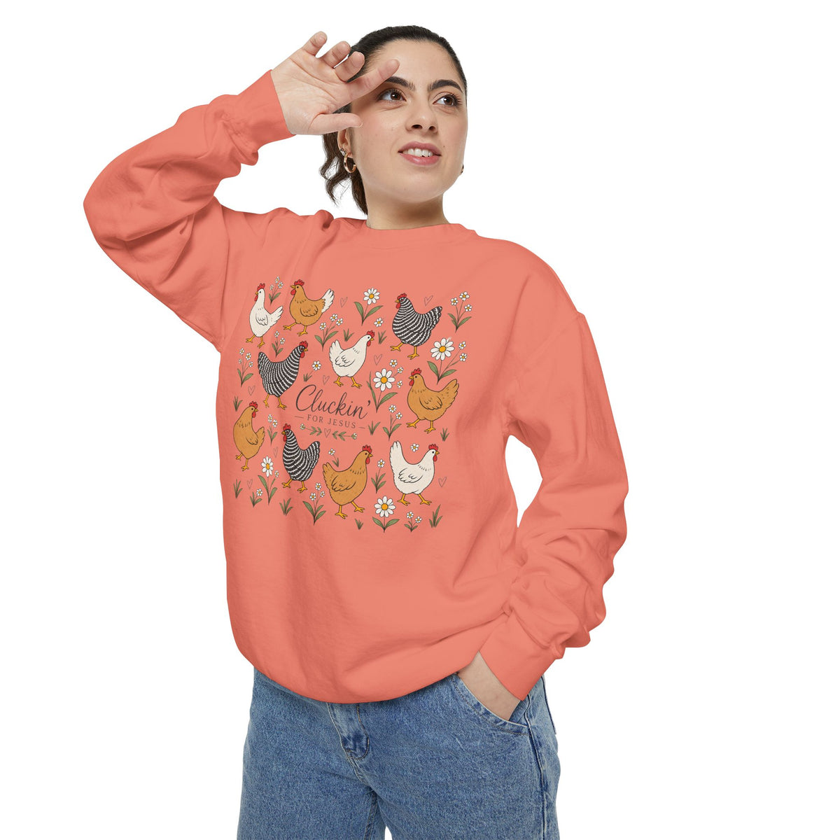 Cluckin Unisex Garment-Dyed Sweatshirt
