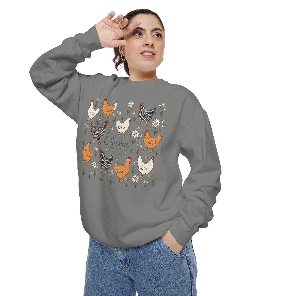 Cluckin Unisex Garment-Dyed Sweatshirt