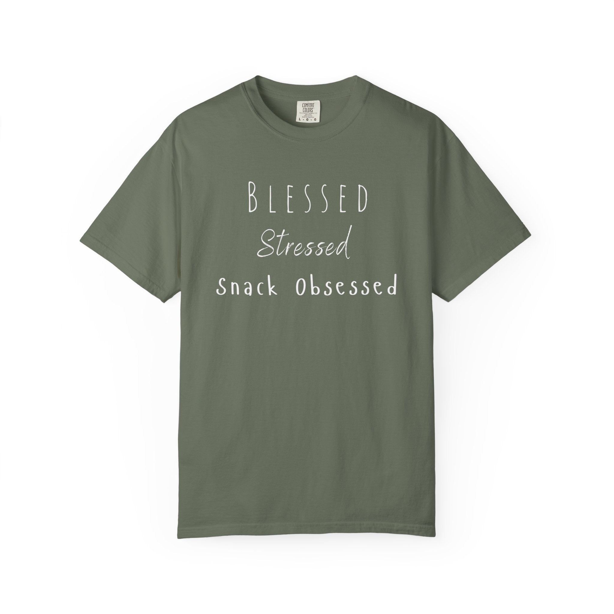 Blessed Stressed Snack Obsessed Unisex Garment-Dyed T-shirt
