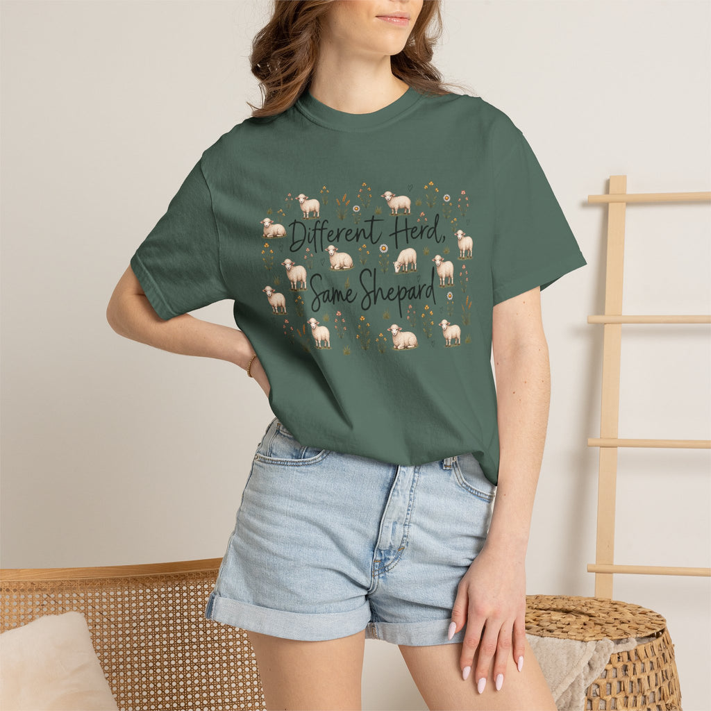 Different Herd, Same shepherd Unisex Garment-Dyed T-shirt