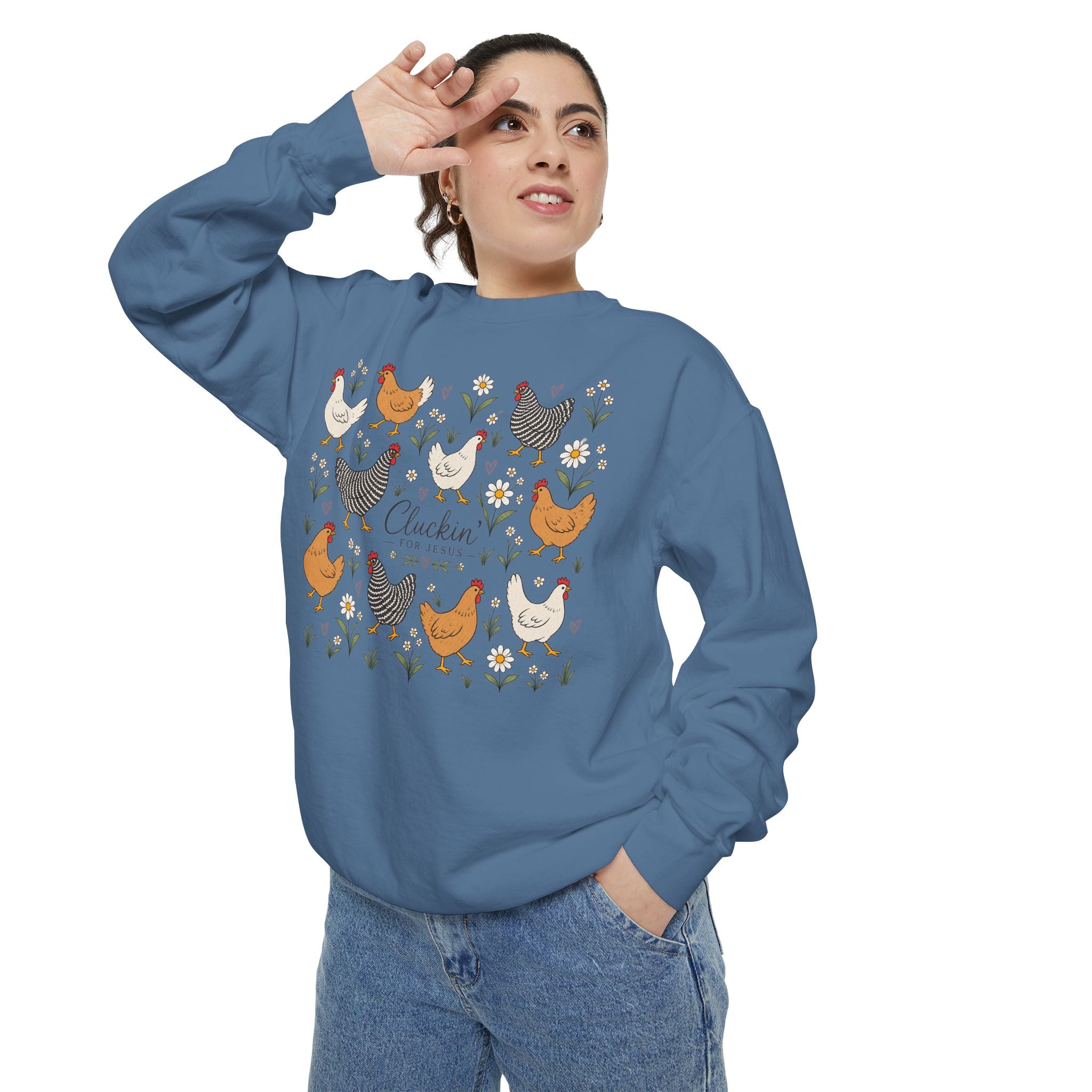 Cluckin Unisex Garment-Dyed Sweatshirt