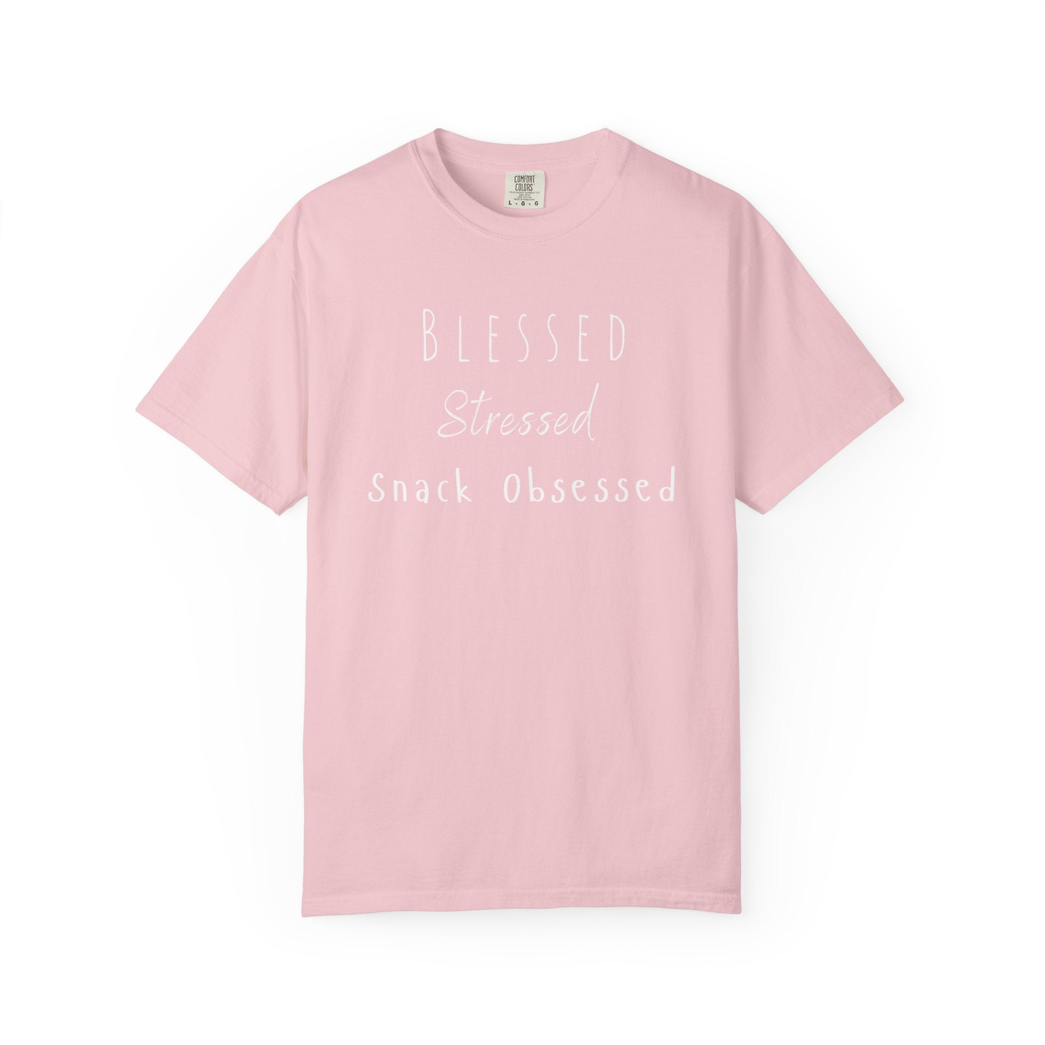 Blessed Stressed Snack Obsessed Unisex Garment-Dyed T-shirt