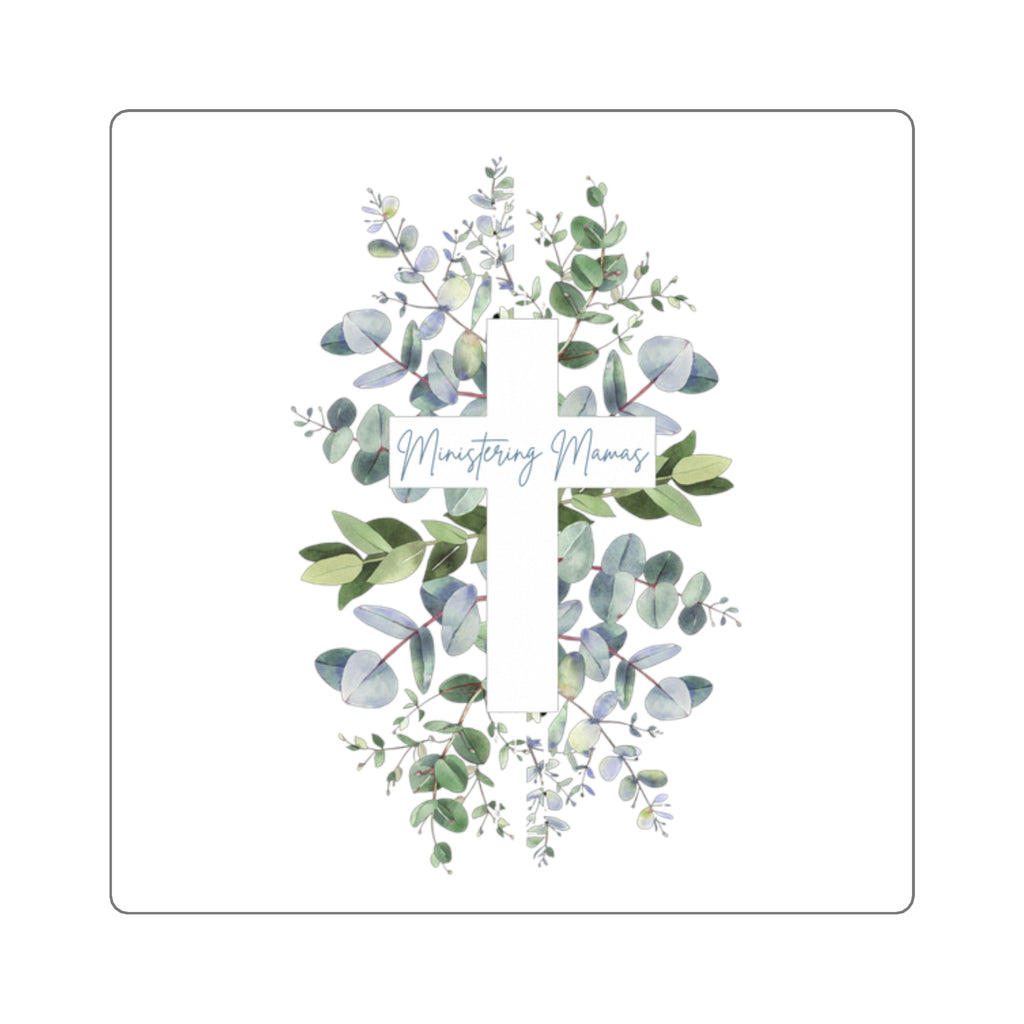 Ministering Mama Cross Floral Square Stickers