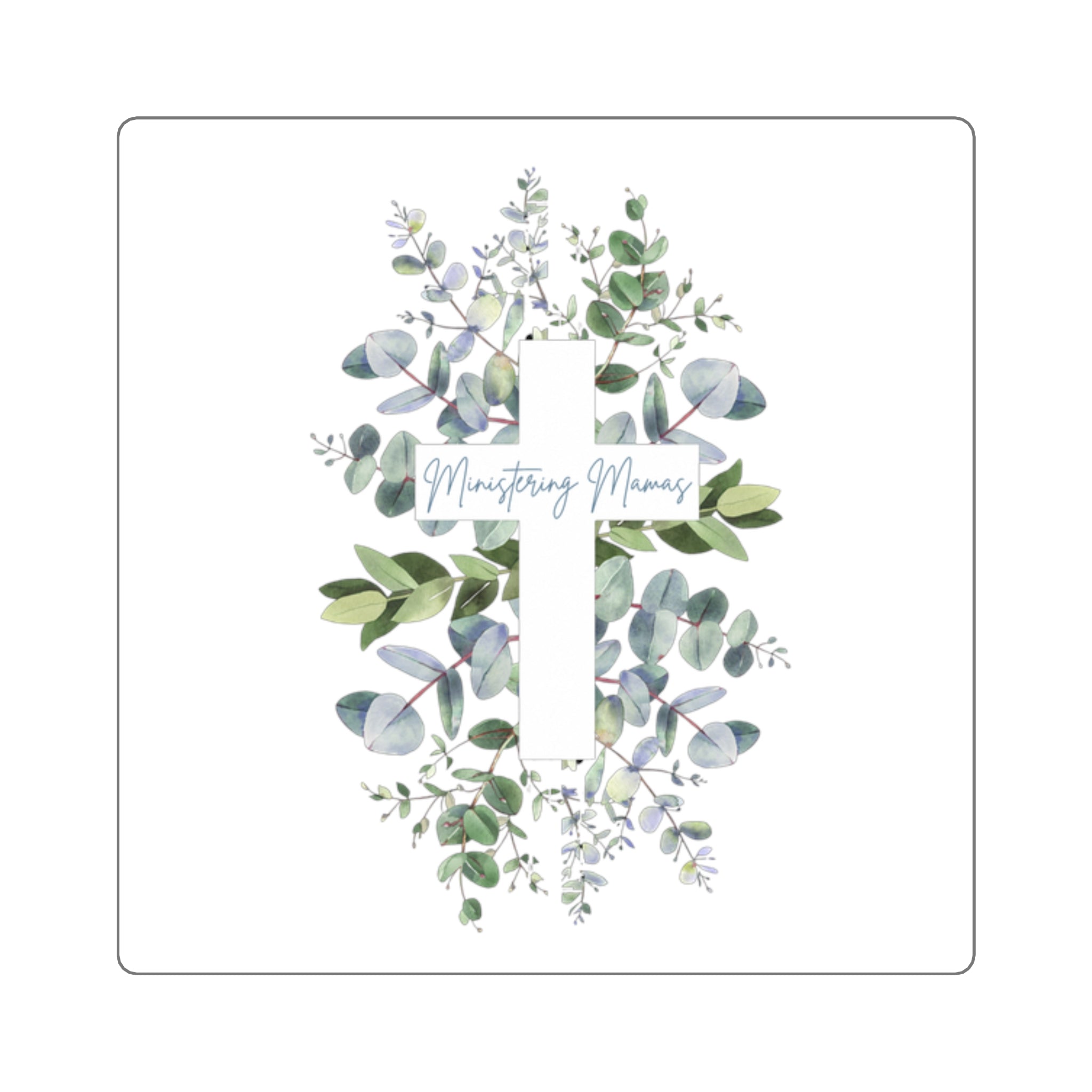 Ministering Mama Cross Floral Square Stickers