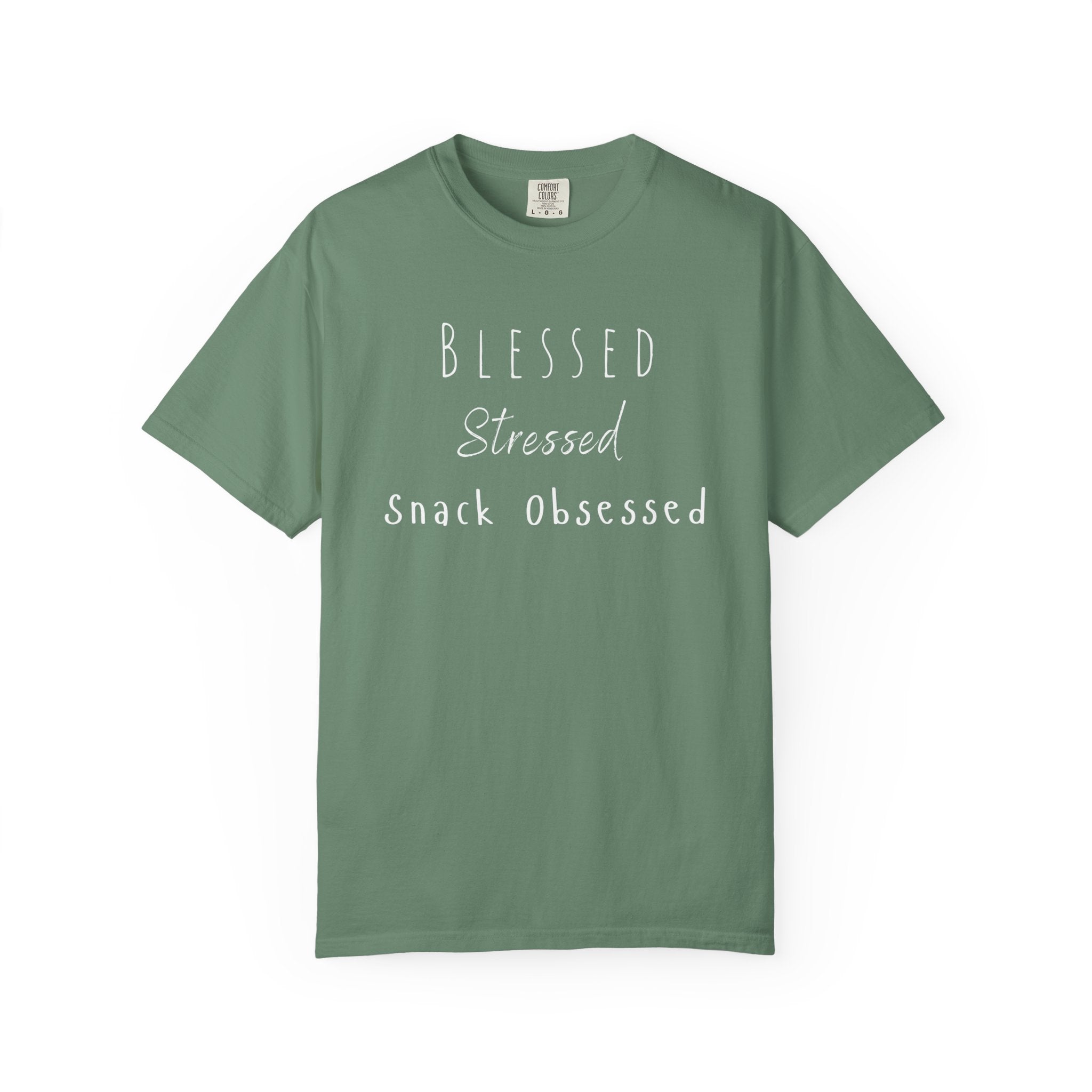 Blessed Stressed Snack Obsessed Unisex Garment-Dyed T-shirt