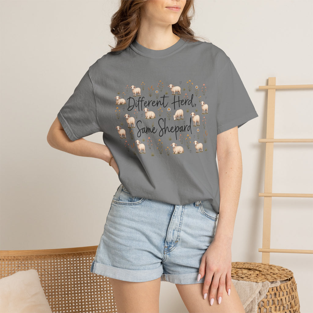 Different Herd, Same shepherd Unisex Garment-Dyed T-shirt