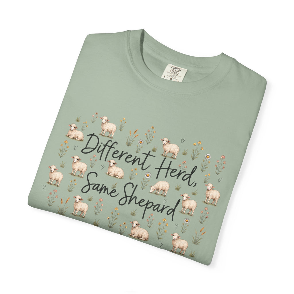 Different Herd, Same shepherd Unisex Garment-Dyed T-shirt